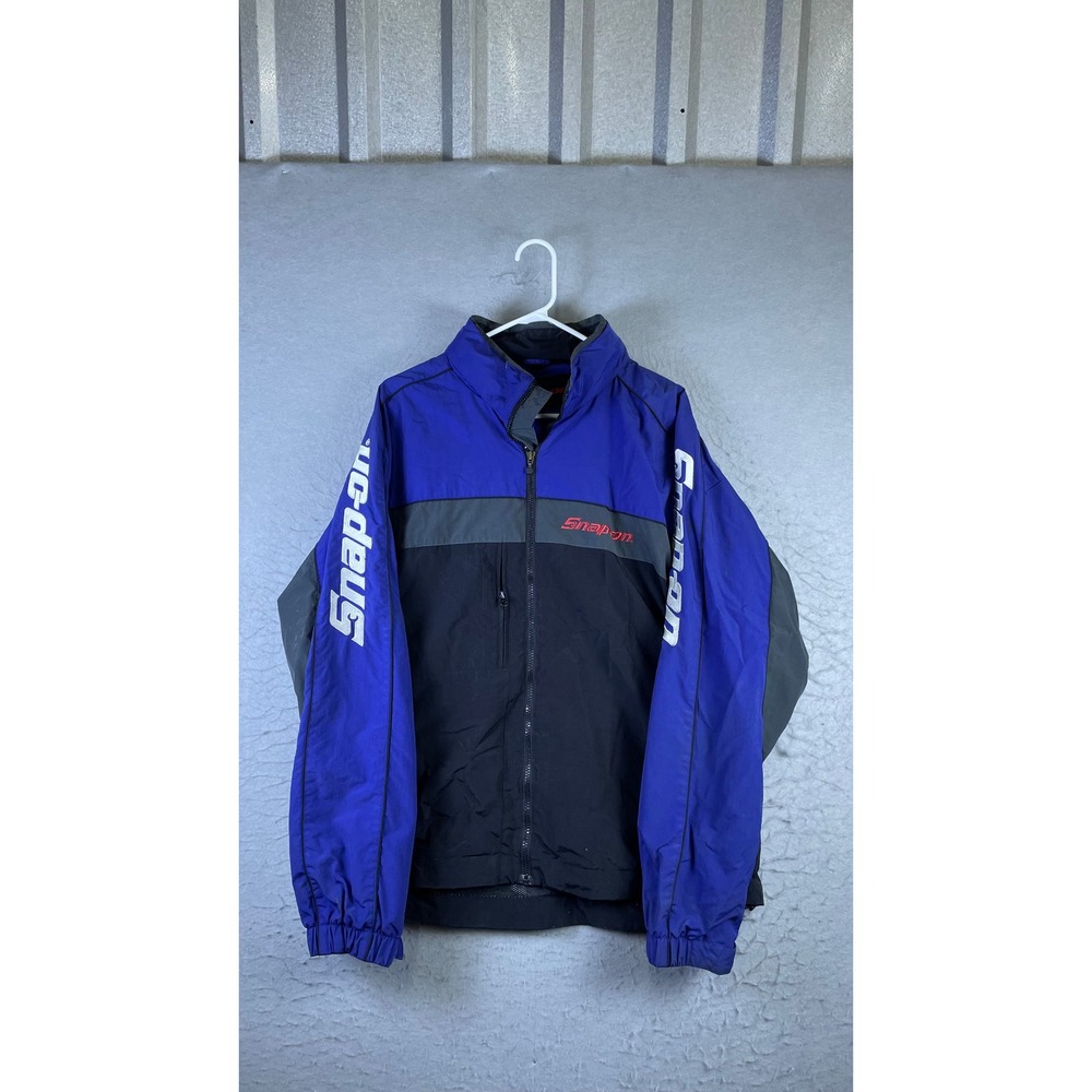 Snap-on Jacket Men L Blue Black Good Windbreaker Racing Mesh Lined Tool Promo